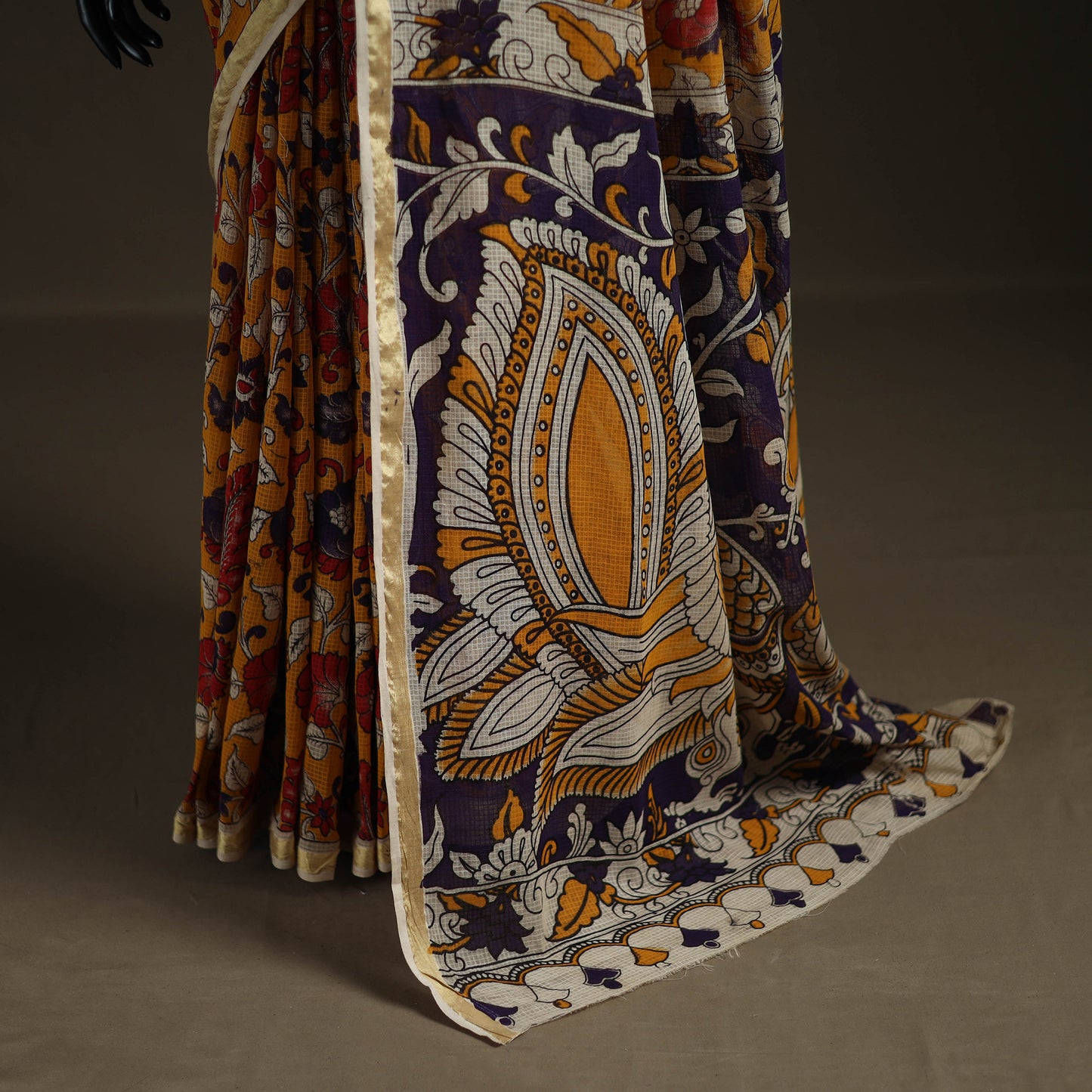 Kalamkari Printed Kota Doria Cotton Saree 13