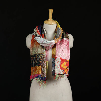 Bengal Kantha Handwork Patchwork Reversible Silk Stole 292