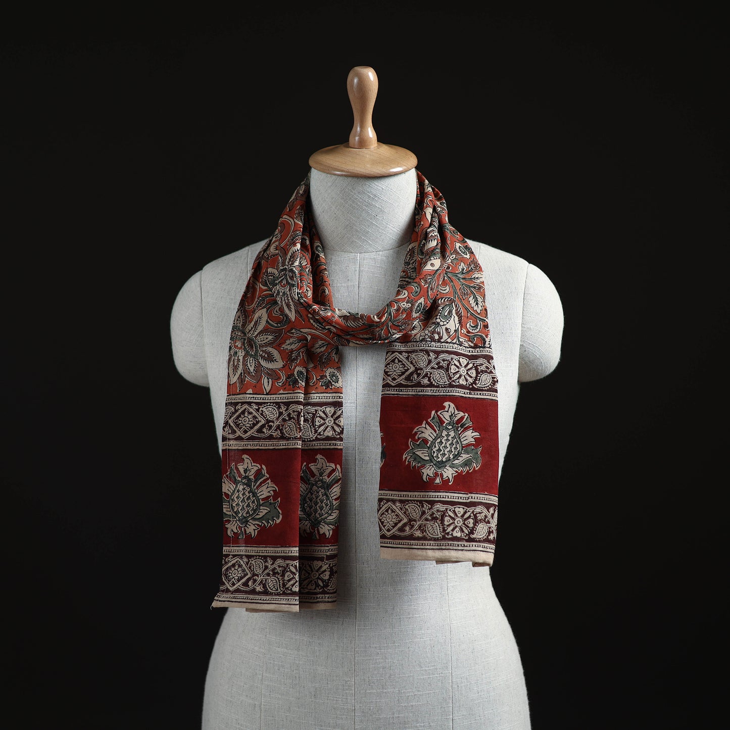 Pedana Block Print Natural Dyed Cotton Kalamkari Stole 26