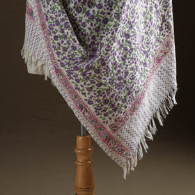 Floral Sanganeri Print Pure Merino Wool Handwoven Shawl 17