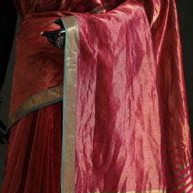 Pure Handloom Zari Stripes Katan Silk Chanderi Saree 11