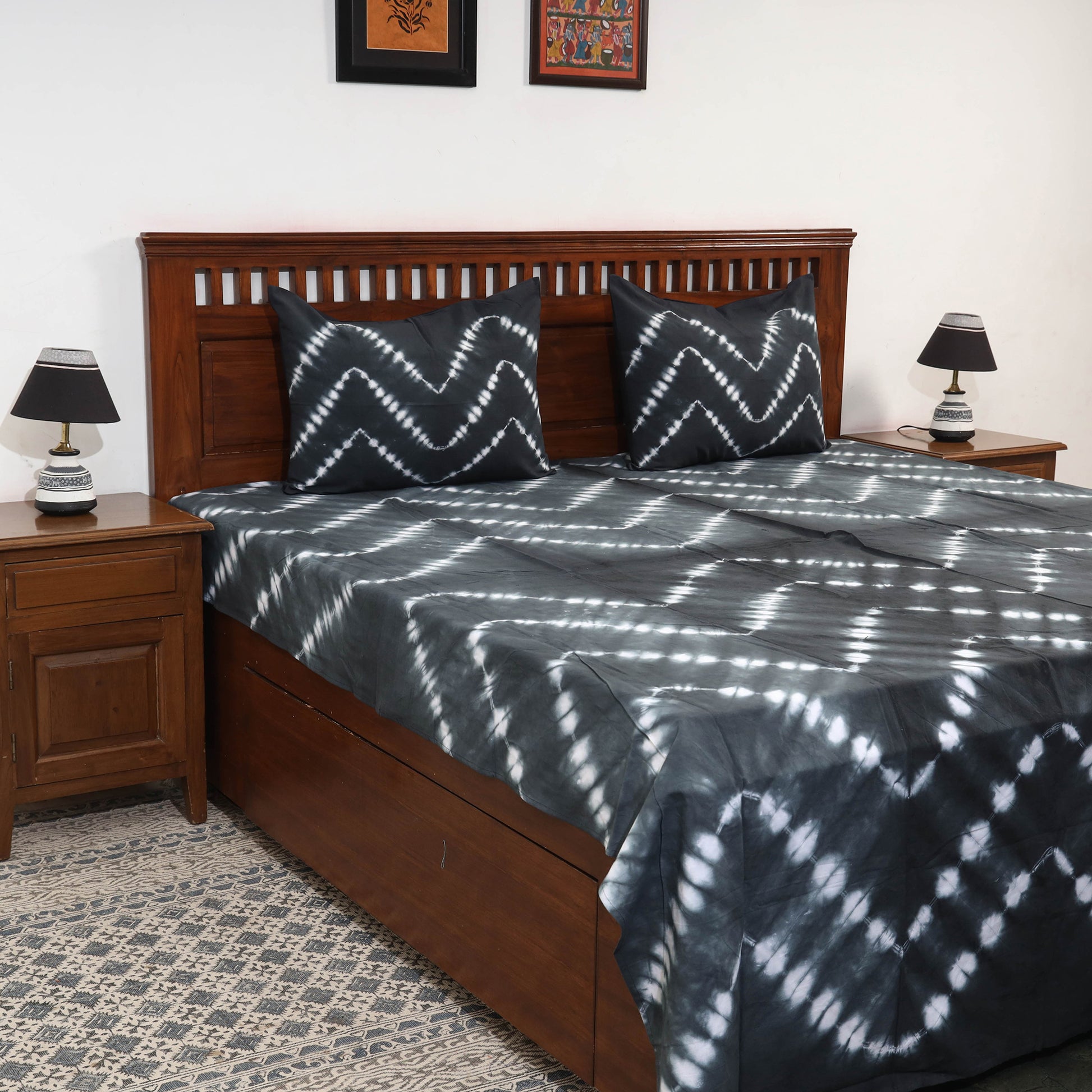 shibori double bed cover set