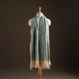 Floral Sanganeri Print Pure Merino Wool Handwoven Shawl 18