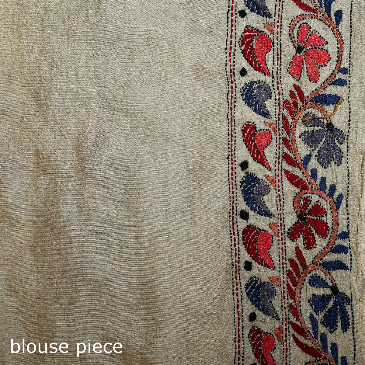 Pure Tussar Silk Handloom Bengal Kantha Hand Embroidered Saree 02