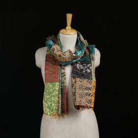 Bengal Kantha Handwork Patchwork Reversible Silk Stole 295