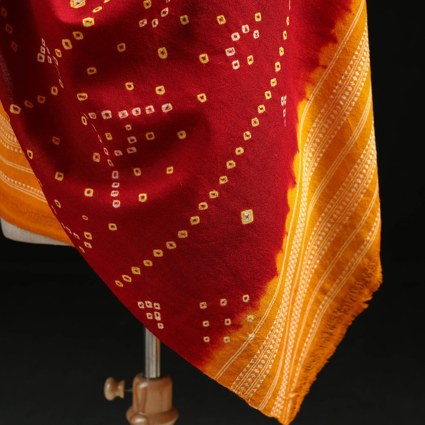Kutch Handwoven Bandhani Tie-Dye Merino Wool Shawl 29