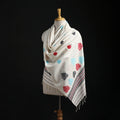 White - Handspun Handwoven Pure Eri Silk Aari Hand Embroidered Shawl of Assam 02