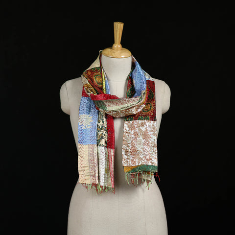 Bengal Kantha Handwork Patchwork Reversible Silk Stole 296