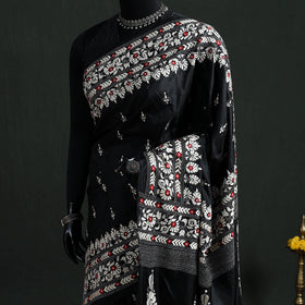 Pure Tussar Silk Handloom Bengal Kantha Hand Embroidered Saree 03