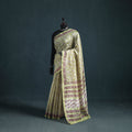 Floral Hand Block Print Mulberry Silk Sanganeri Saree 04