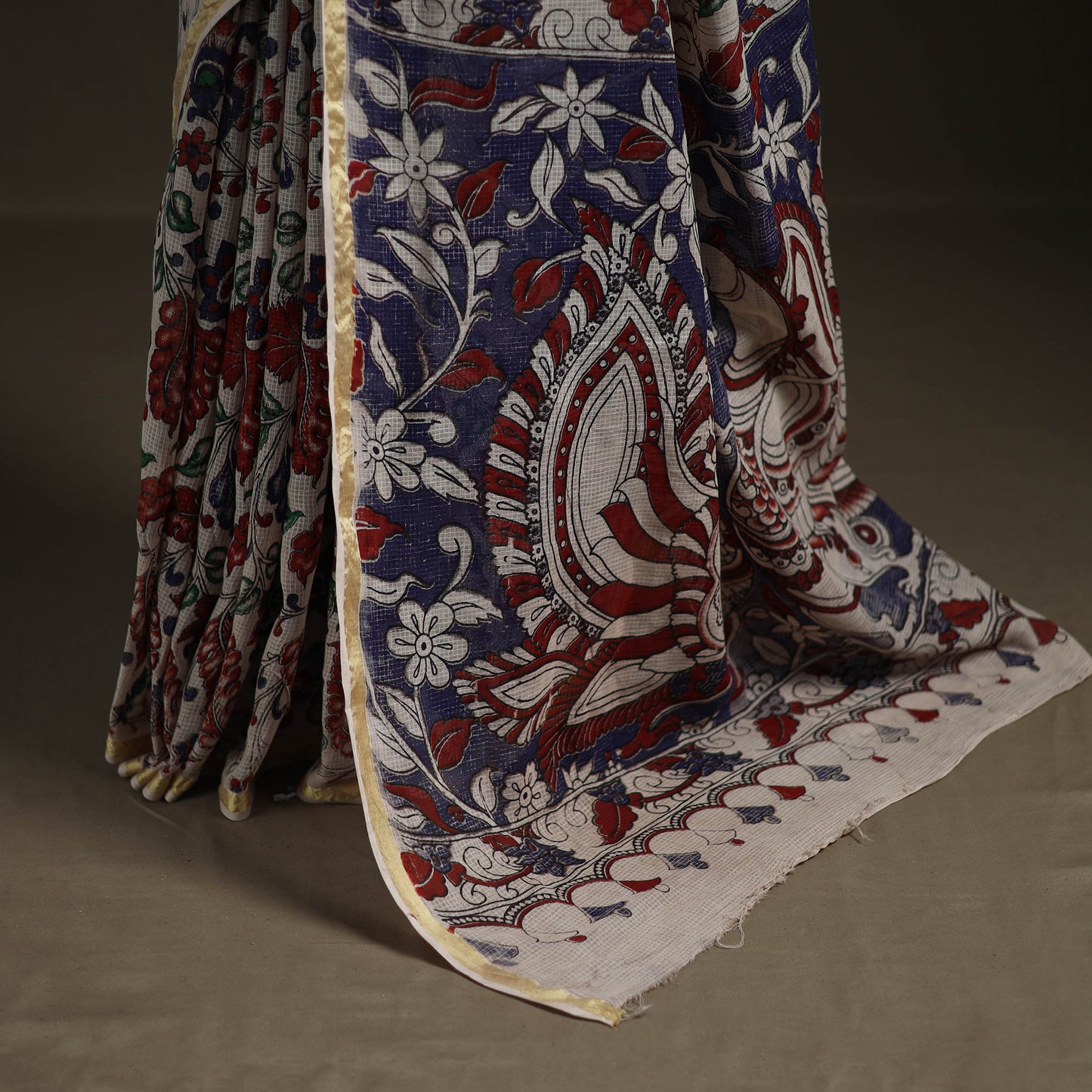 Kalamkari Printed Kota Doria Cotton Saree 15