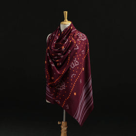 Kutch Handwoven Bandhani Tie-Dye Merino Wool Shawl 30