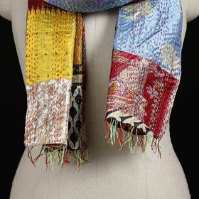 Bengal Kantha Handwork Patchwork Reversible Silk Stole 298
