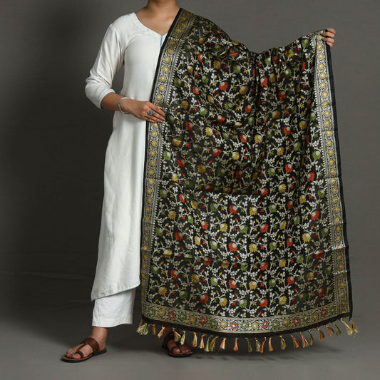 Multicolor - Banarasi Semi Silk Zari Jaal Dupatta with Tassels 63
