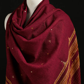 Kutch Bhujodi Handwoven Mirror Work Merino Wool Shawl 16