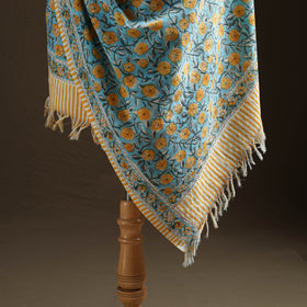 Floral Sanganeri Print Pure Merino Wool Handwoven Shawl 18
