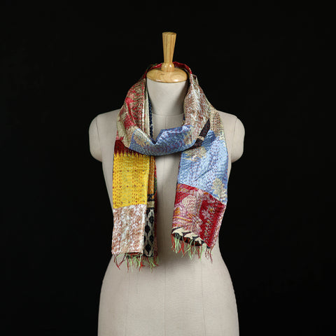 Bengal Kantha Handwork Patchwork Reversible Silk Stole 298