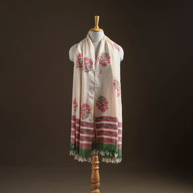 Floral Sanganeri Print Pure Merino Wool Handwoven Shawl 19