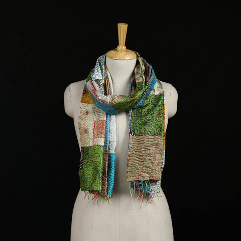 Bengal Kantha Handwork Patchwork Reversible Silk Stole 299