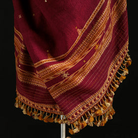 Kutch Bhujodi Handwoven Mirror Work Merino Wool Shawl 16