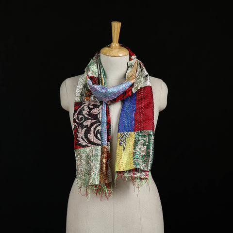 Bengal Kantha Handwork Patchwork Reversible Silk Stole 302