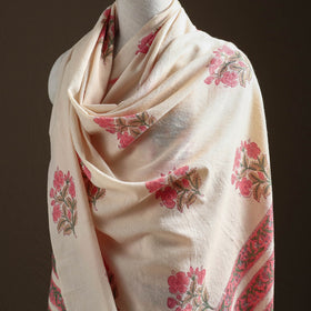 Floral Sanganeri Print Pure Merino Wool Handwoven Shawl 19