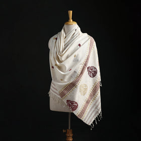 Handspun Handwoven Pure Eri Silk Aari Hand Embroidered Shawl of Assam 01
