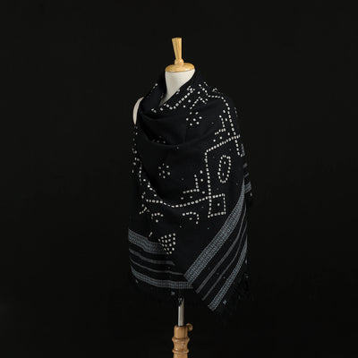 Kutch Handwoven Bandhani Mirror Work Merino Wool Shawl 19