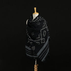 Kutch Handwoven Bandhani Mirror Work Merino Wool Shawl 19