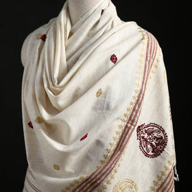 Handspun Handwoven Pure Eri Silk Aari Hand Embroidered Shawl of Assam 01