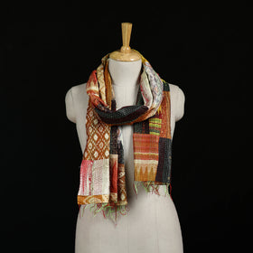 Bengal Kantha Handwork Patchwork Reversible Silk Stole 303