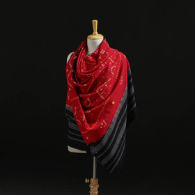 Kutch Handwoven Bandhani Tie-Dye Merino Wool Shawl 31