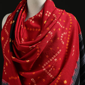 Kutch Handwoven Bandhani Tie-Dye Merino Wool Shawl 31