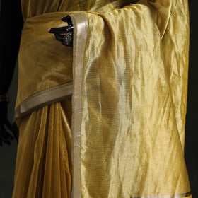 Pure Handloom Zari Stripes Katan Silk Chanderi Saree 13