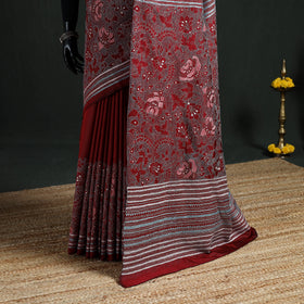 Pure Tussar Silk Handloom Bengal Full Kantha Hand Embroidered Saree 04