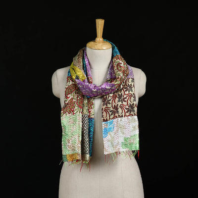 Bengal Kantha Handwork Patchwork Reversible Silk Stole 304