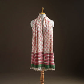 Floral Sanganeri Print Pure Merino Wool Handwoven Shawl 20