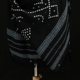 Kutch Handwoven Bandhani Mirror Work Merino Wool Shawl 19
