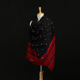 Kutch Handwoven Bandhani Mirror Work Merino Wool Shawl 20