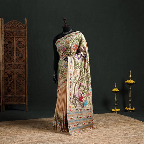 Pure Tussar Silk Handloom Bengal Kantha Hand Embroidered Saree 05