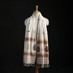 Handspun Handwoven Pure Eri Silk Aari Hand Embroidered Shawl of Assam 01