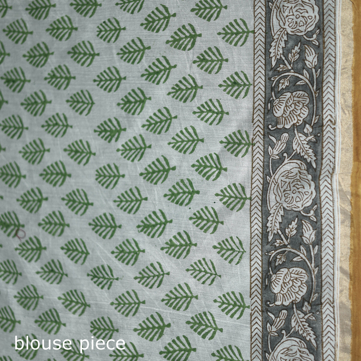 Floral Hand Block Print Mulberry Silk Sanganeri Saree 05