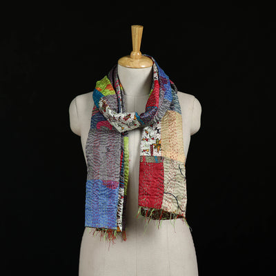 Bengal Kantha Handwork Patchwork Reversible Silk Stole 305