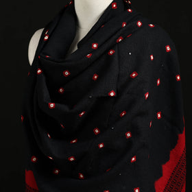 Kutch Handwoven Bandhani Mirror Work Merino Wool Shawl 20