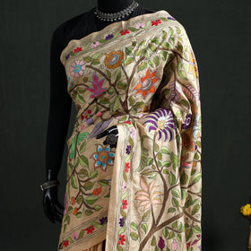 Pure Tussar Silk Handloom Bengal Kantha Hand Embroidered Saree 05