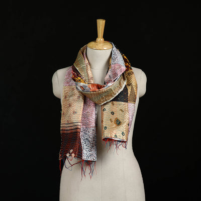 Bengal Kantha Handwork Patchwork Reversible Silk Stole 306