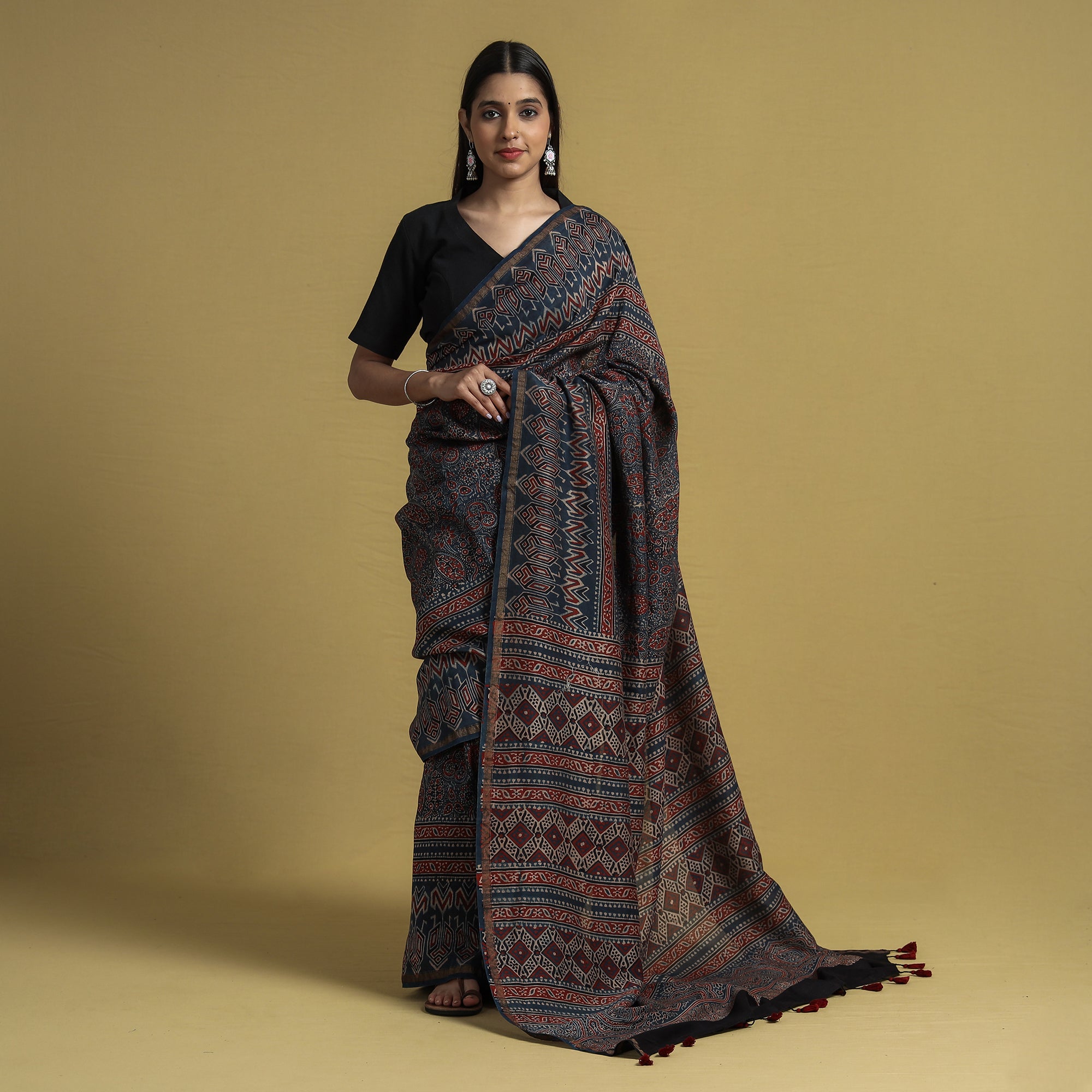 Ajrakh print modal silk sarees direct from Ajrakhpur ## - YouTube