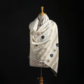 White - Handspun Handwoven Pure Eri Silk Aari Hand Embroidered Shawl of Assam 04