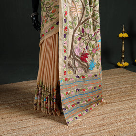 Pure Tussar Silk Handloom Bengal Kantha Hand Embroidered Saree 05