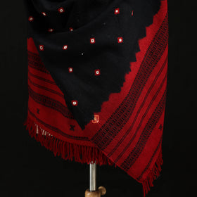Kutch Handwoven Bandhani Mirror Work Merino Wool Shawl 20